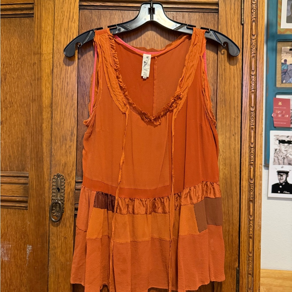 Floreat Orange Layered Sleeveless Blouse